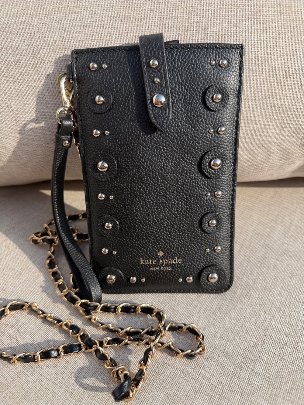 kate spade Black Studded Wristlet Crossbody Clutch